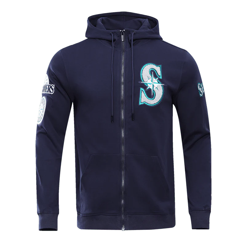 MLB SEATTLE MARINERS CLASSIC CHENILLE MEN'S FULL ZIP PULLOVER HOODIE