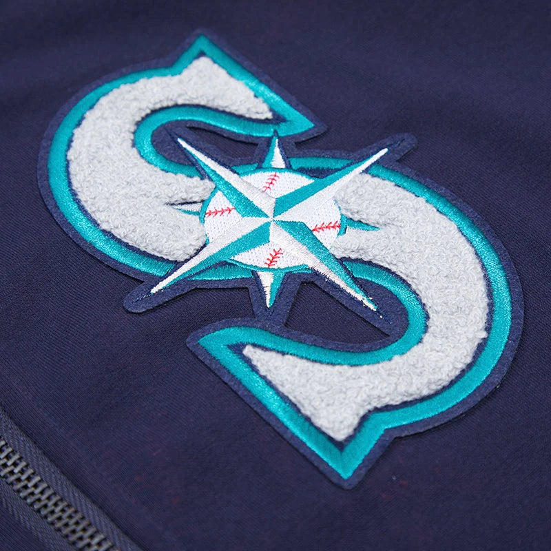 MLB SEATTLE MARINERS CLASSIC CHENILLE MEN'S FULL ZIP PULLOVER HOODIE