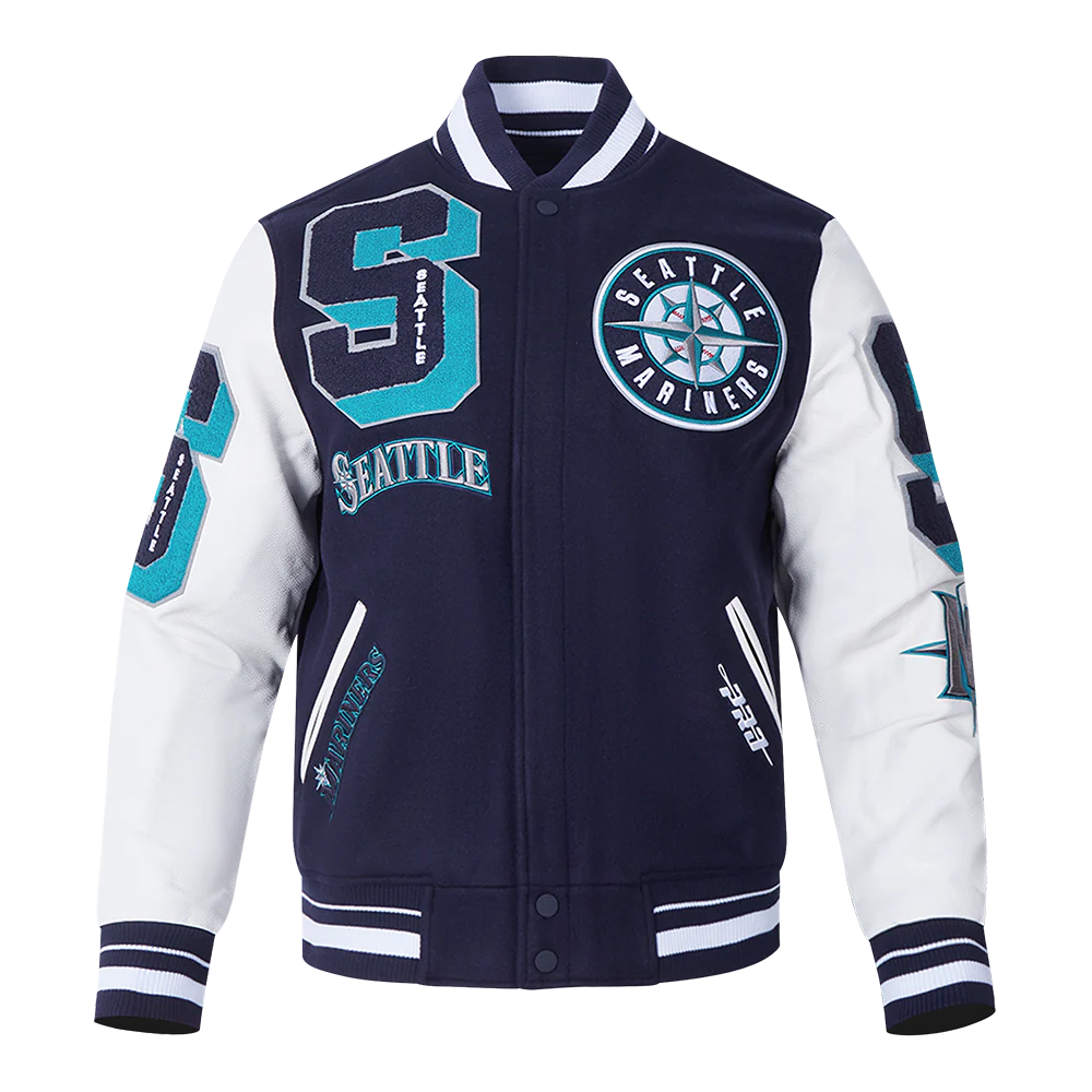 MLB SEATTLE MARINERS MASHUP MEN'S RIB WOOL VARSITY JACKET