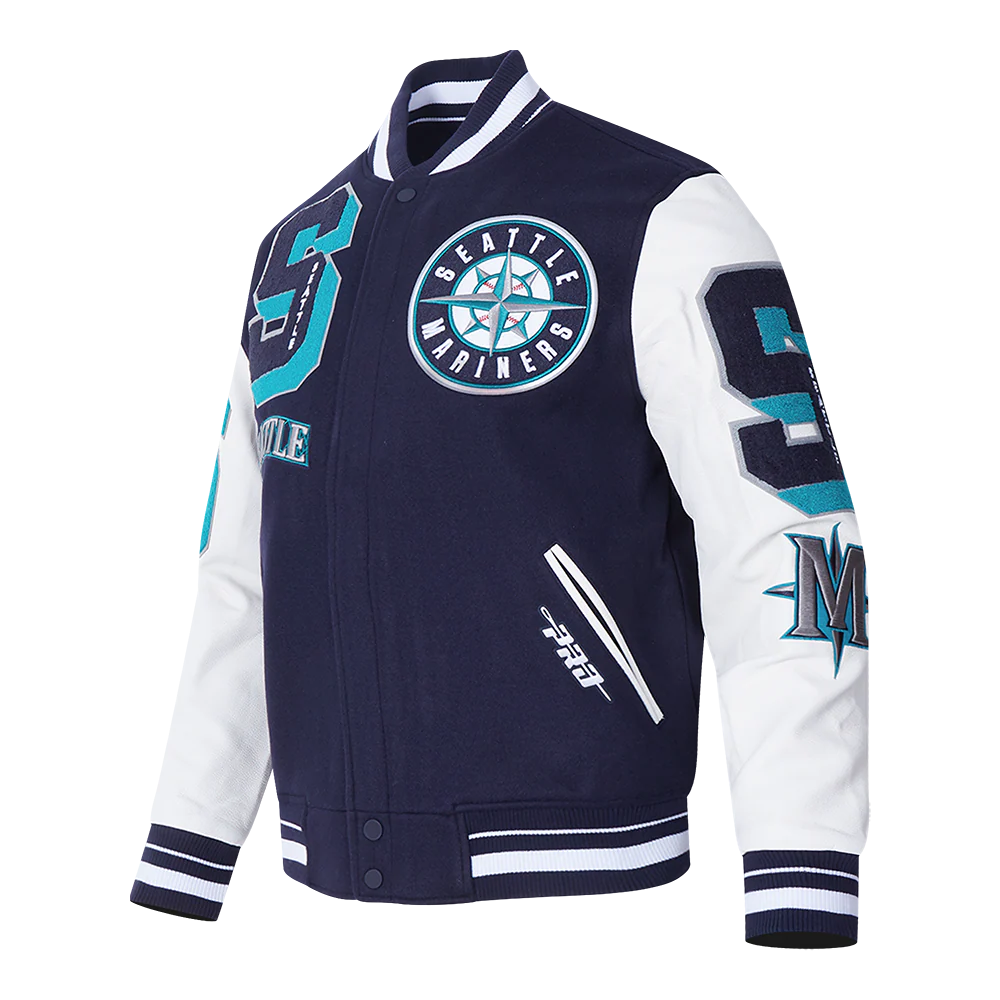 MLB SEATTLE MARINERS MASHUP MEN'S RIB WOOL VARSITY JACKET