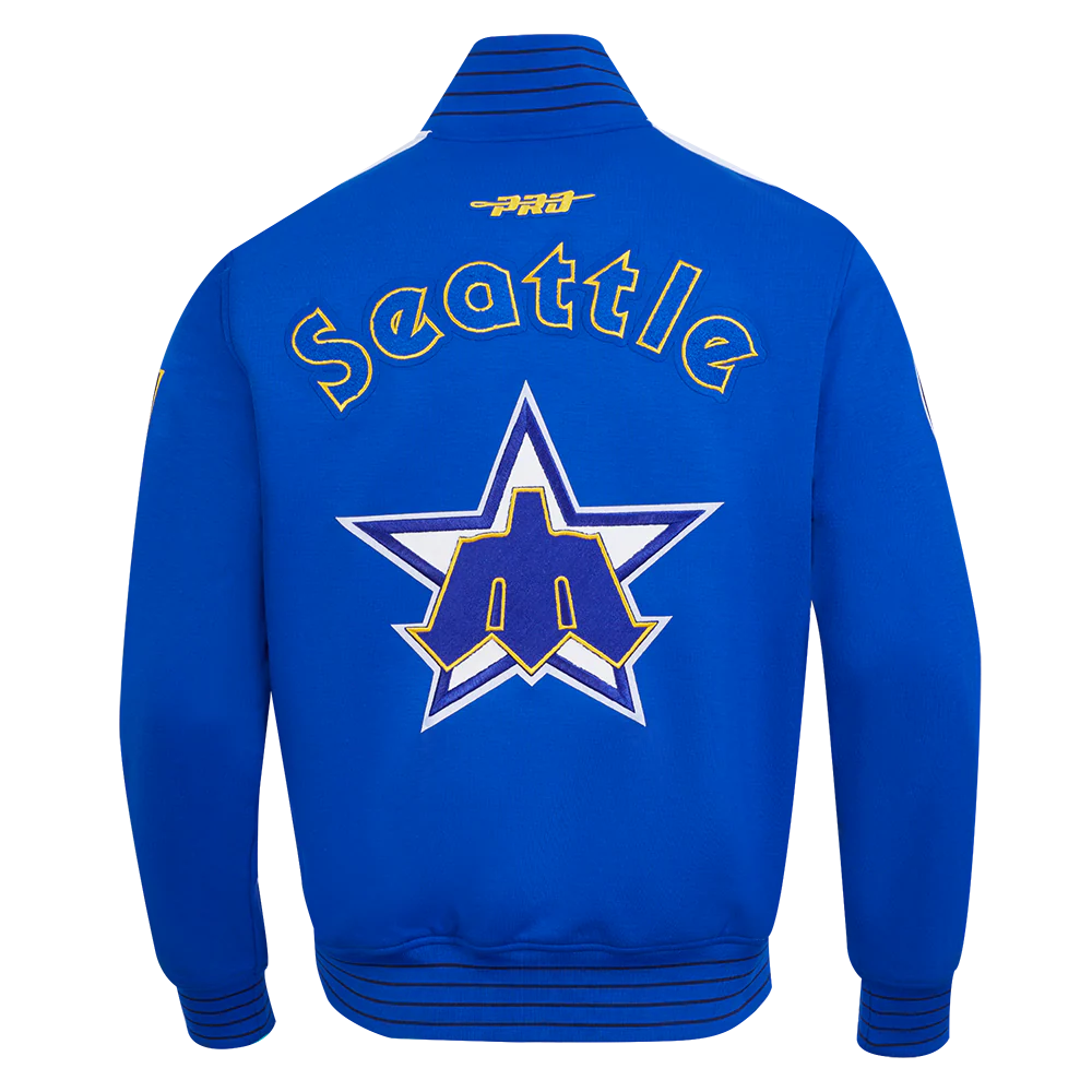 MLB SEATTLE MARINERS COOPERSTOWN LOGO PRO GAME DAY MEN'S DOUBLE KNIT JACKET
