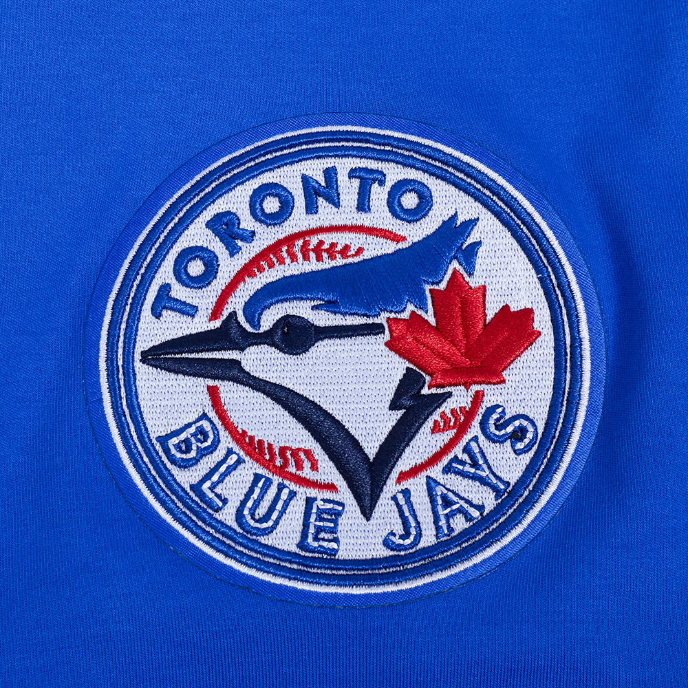 MLB TORONTO BLUE JAYS CLASSIC CHENILLE MEN'S DOUBLE KNIT SHORT SLEEVE PULLOVER HOODIE
