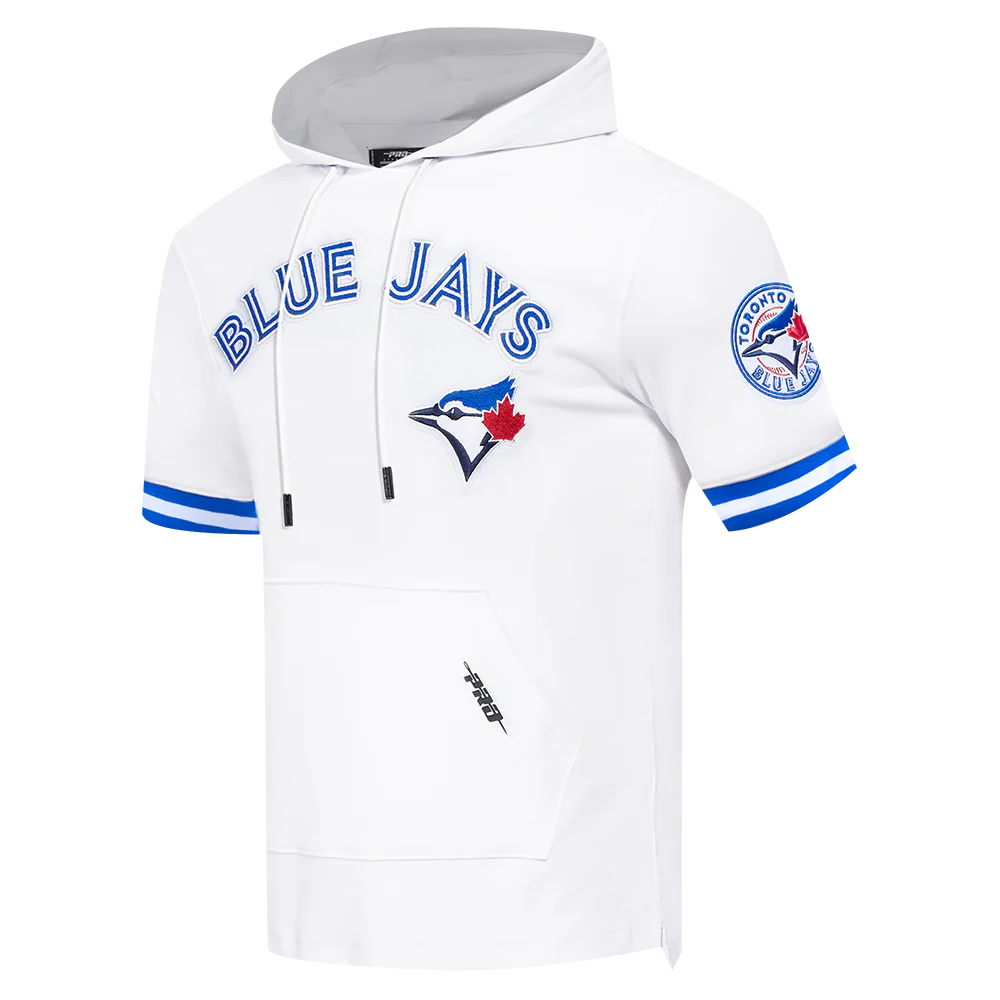 MLB TORONTO BLUE JAYS CLASSIC CHENILLE MEN'S DOUBLE KNIT SHORT SLEEVE PULLOVER HOODIE