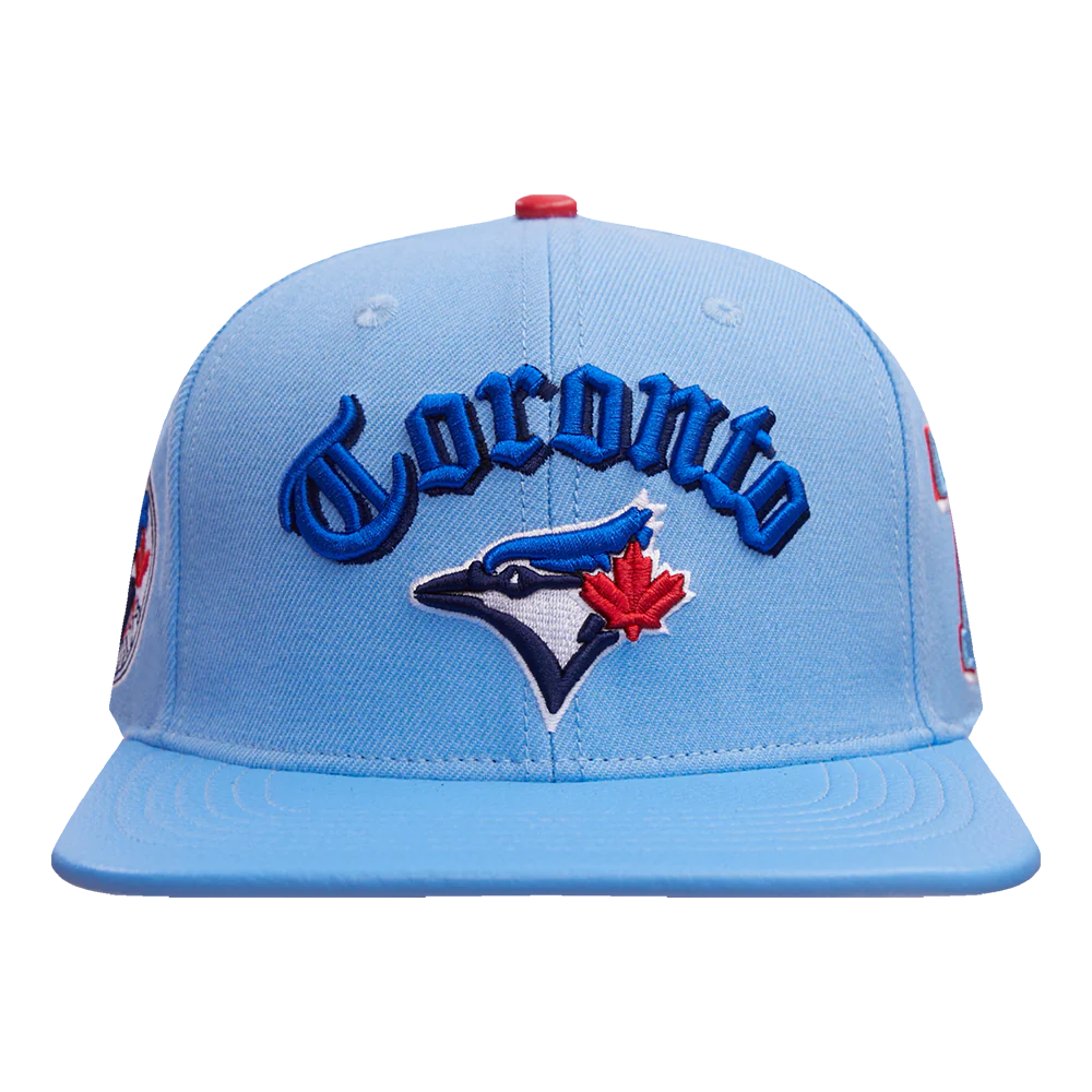 MLB TORONTO BLUE JAYS OLD ENGLISH UNISEX 6 PANEL LEATHER STRAPBACK