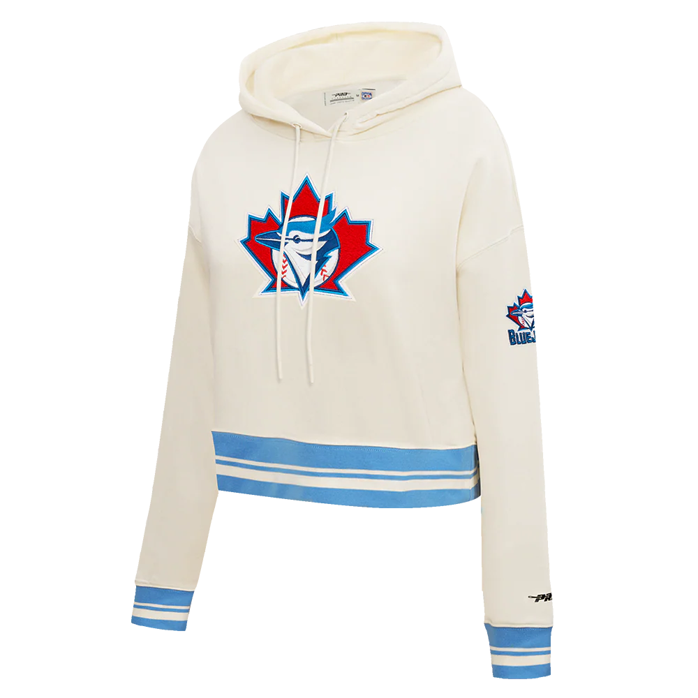 MLB TORONTO BLUE JAYS RETRO CLASSIC WOMEN'S RIB CROPPED PULLOVER HOODIE