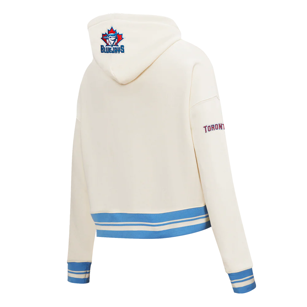 MLB TORONTO BLUE JAYS RETRO CLASSIC WOMEN'S RIB CROPPED PULLOVER HOODIE