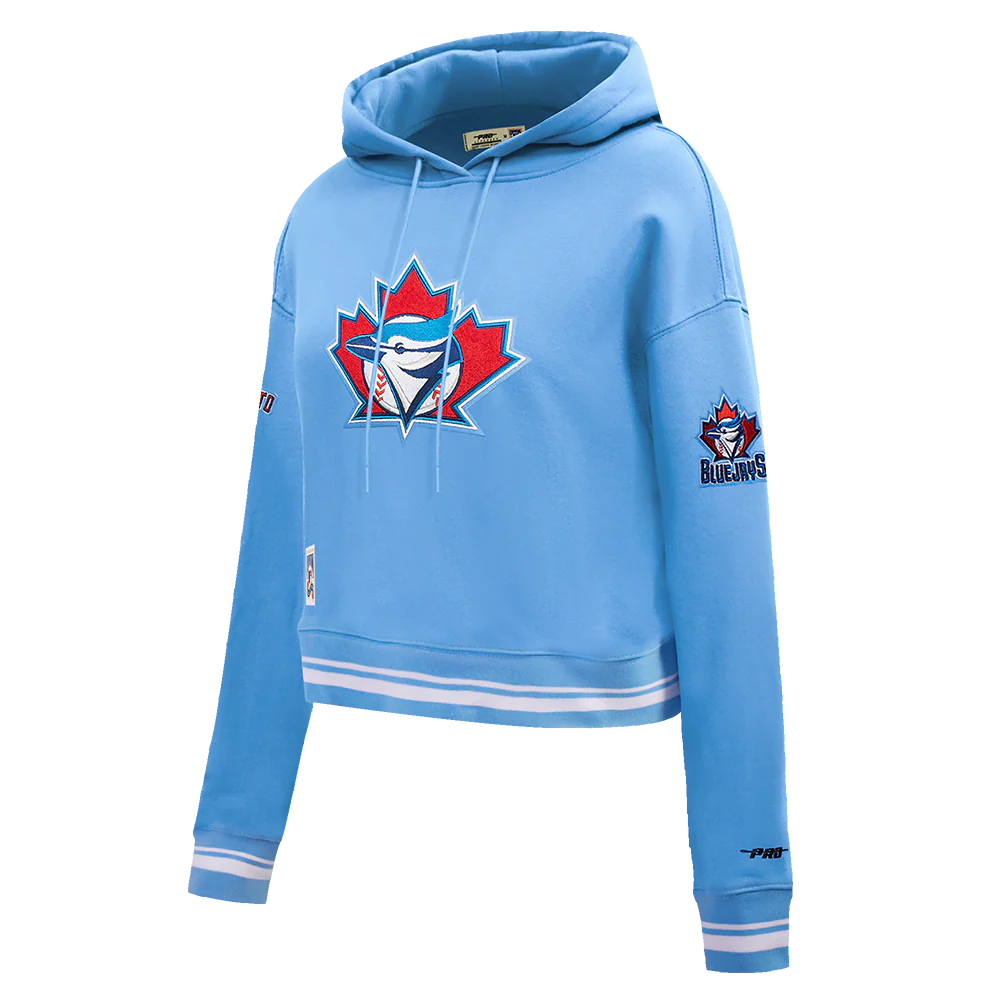 MLB TORONTO BLUE JAYS RETRO CLASSIC WOMEN'S RIB CROPPED PULLOVER HOODIE