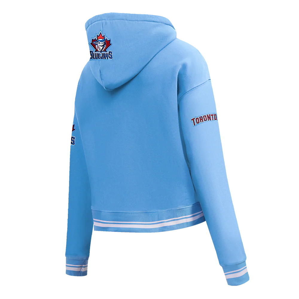MLB TORONTO BLUE JAYS RETRO CLASSIC WOMEN'S RIB CROPPED PULLOVER HOODIE