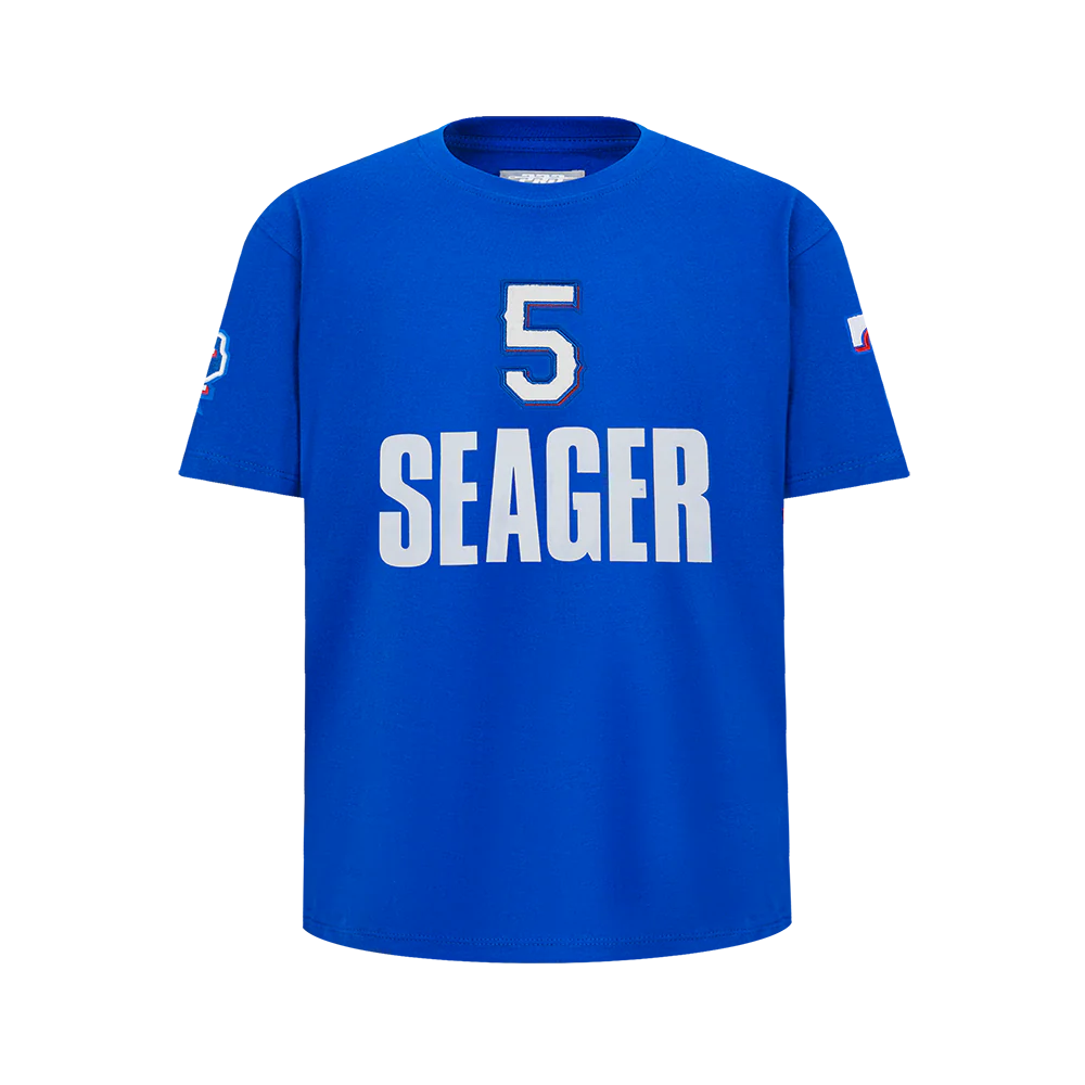 MLB TEXAS RANGERS COREY SEAGER #5 CLASSIC PLAYER NAME AND NUMBER BIG BOY'S SJ TEE