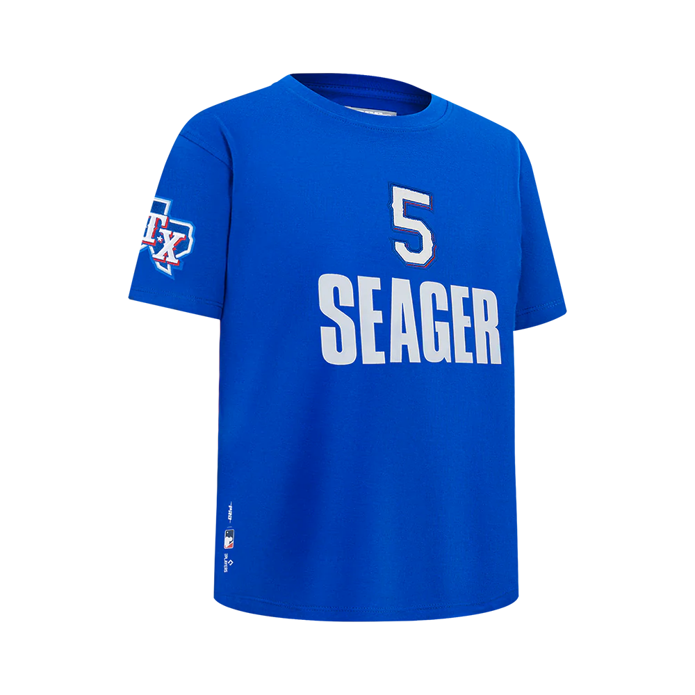 MLB TEXAS RANGERS COREY SEAGER #5 CLASSIC PLAYER NAME AND NUMBER BIG BOY'S SJ TEE
