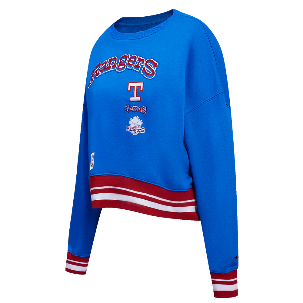MLB TEXAS RANGERS RETRO CLASSIC WOMEN'S RIB CREWNECK