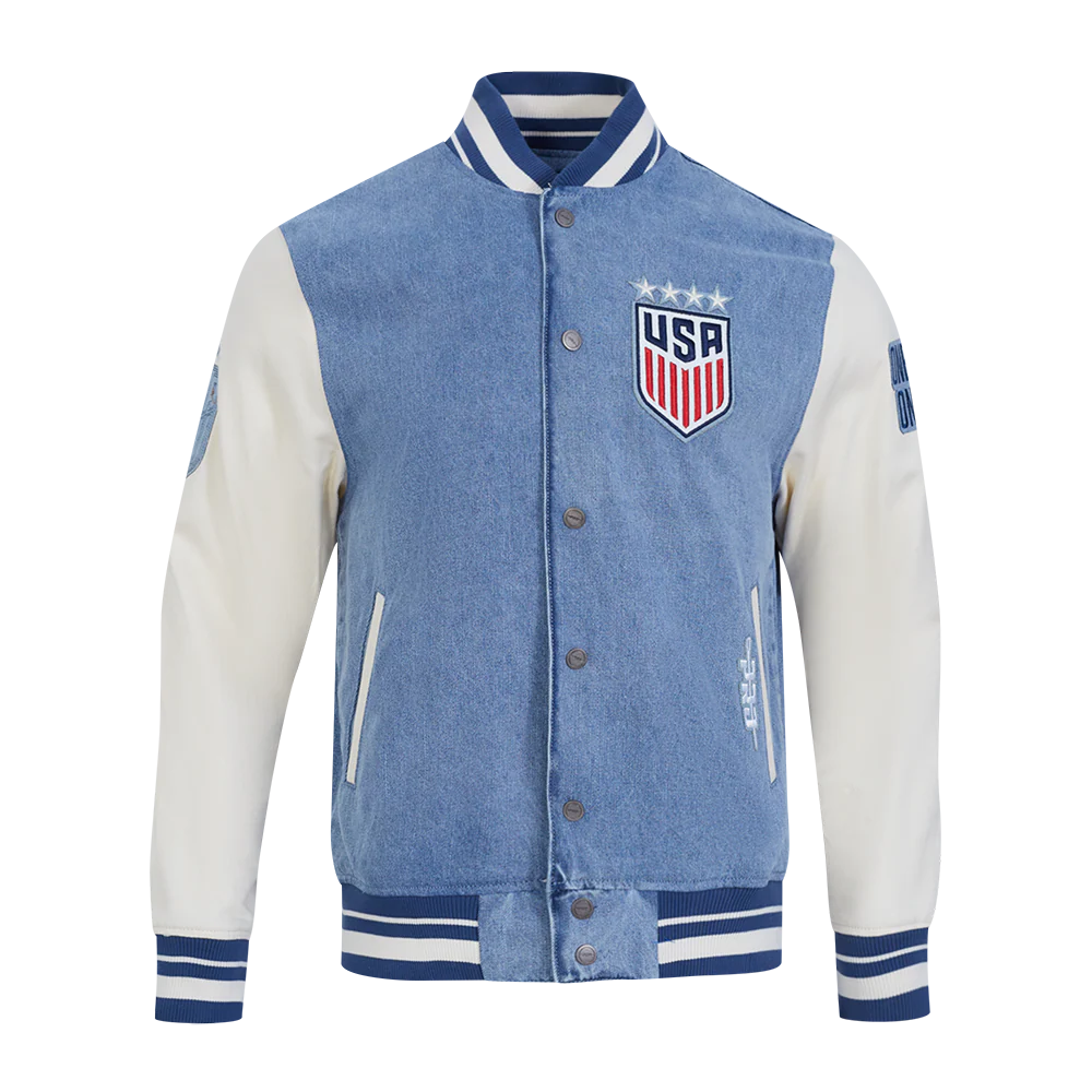 US SOCCER VARSITY BLUES MEN'S DENIM VARSITY JACKET