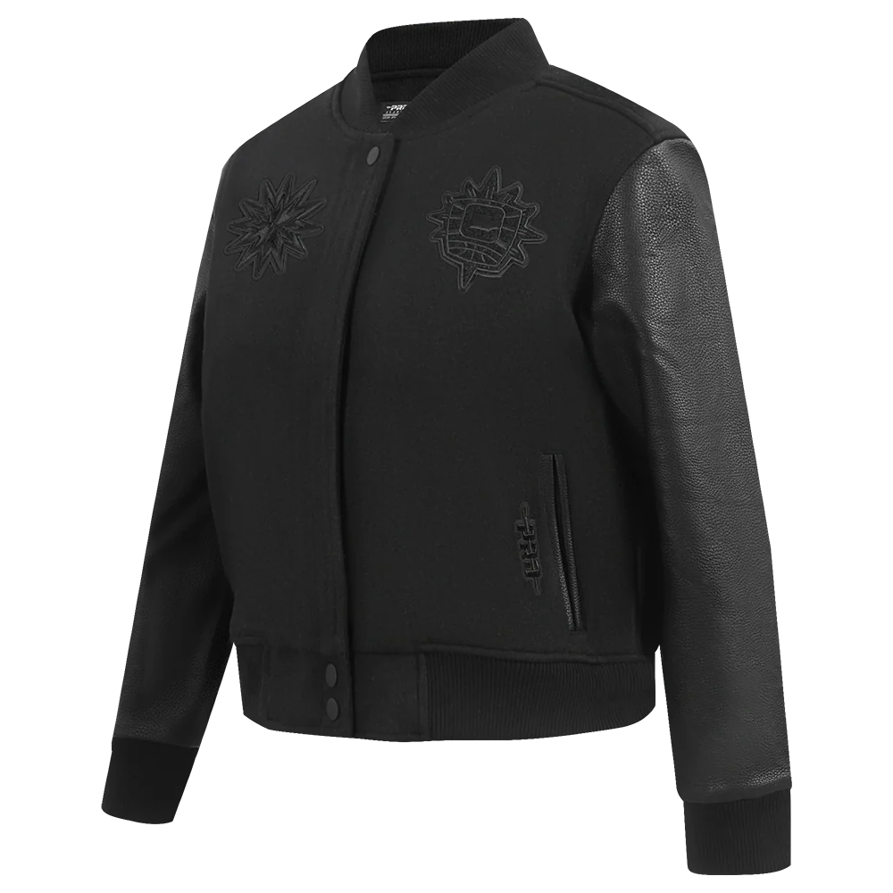 WNBA CONNECTICUT SUN TRIPLE BLACK WOMEN'S RIB WOOL VARSITY JACKET