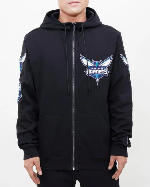 NBA CHARLOTTE HORNETS CLASSIC CHENILLE MEN'S FULL ZIP PULLOVER HOODIE