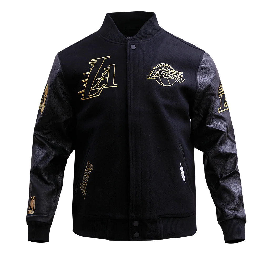 NBA LOS ANGELES LAKERS BLACK & GOLD MEN'S WOOL VARSITY JACKET