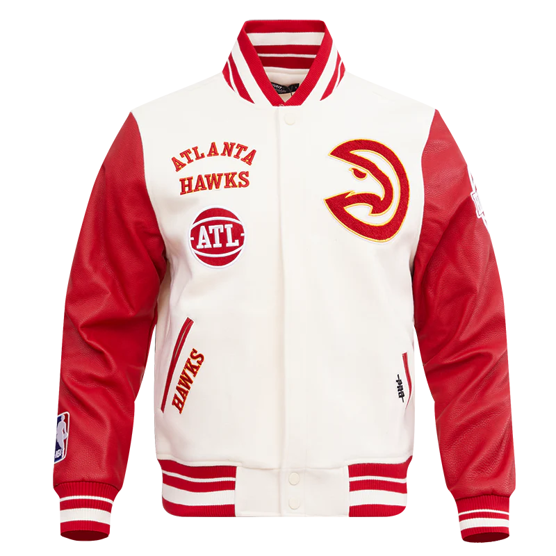 NBA ATLANTA HAWKS RETRO CLASSIC MEN'S RIB WOOL VARSITY JACKET