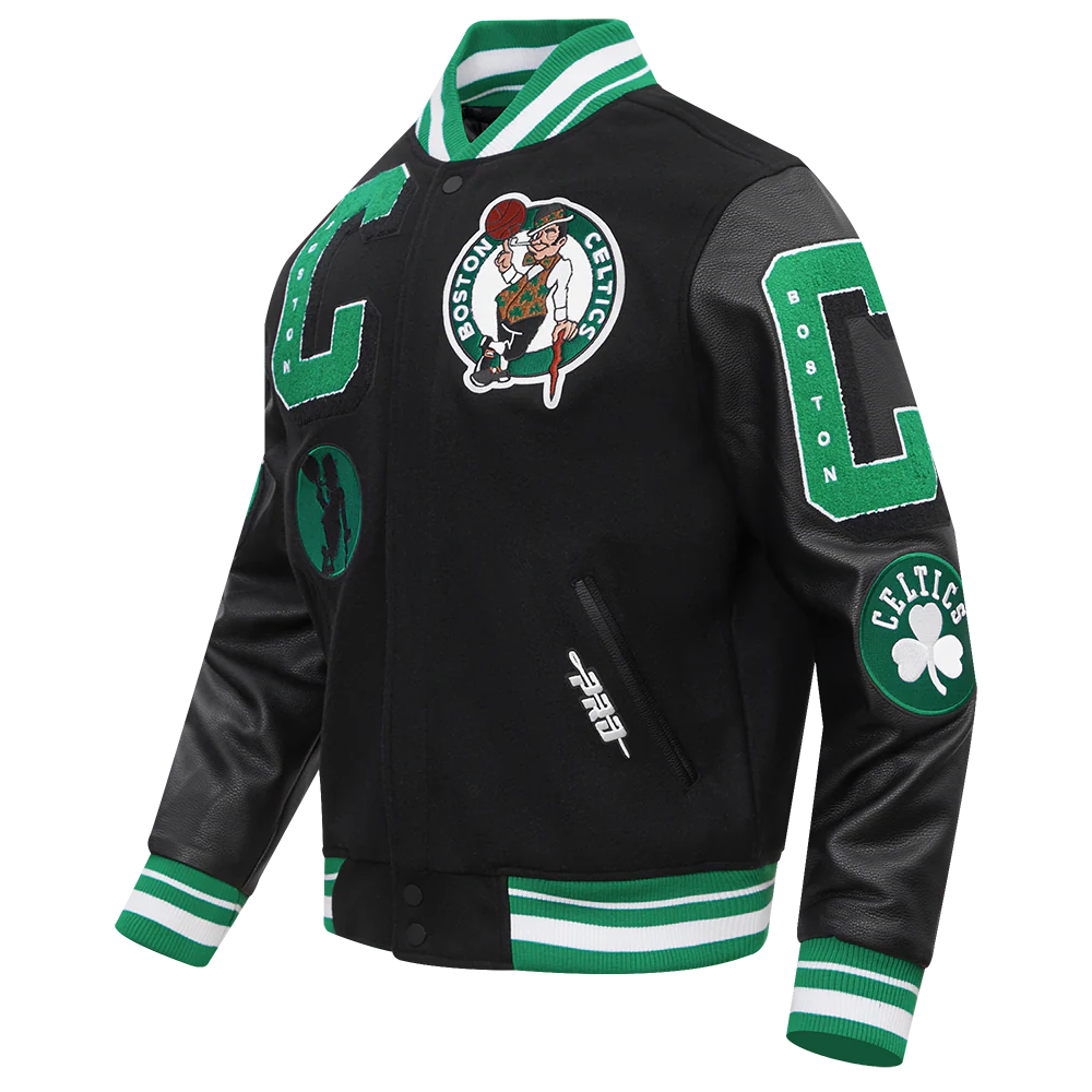 NBA BOSTON CELTICS MASHUP MEN'S RIB WOOL VARSITY JACKET