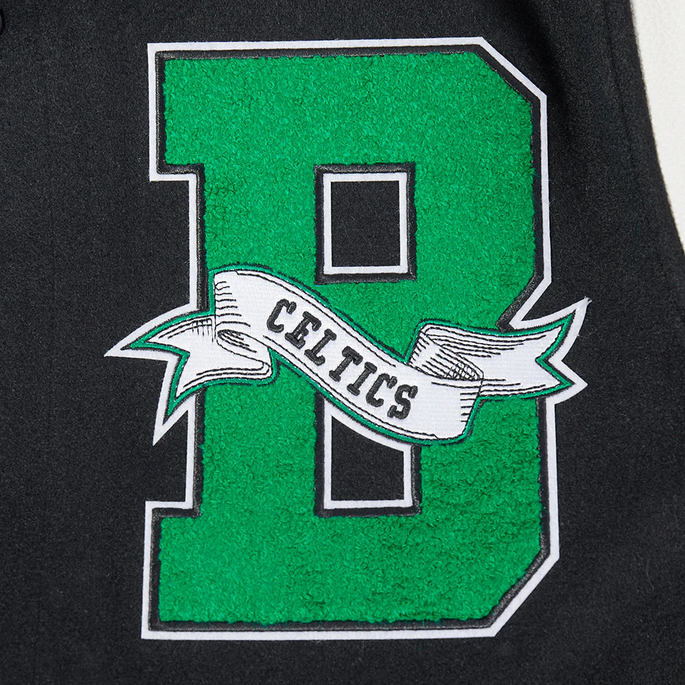 NBA BOSTON CELTICS TEAM PENNANTS MEN'S RIB WOOL VARSITY JACKET