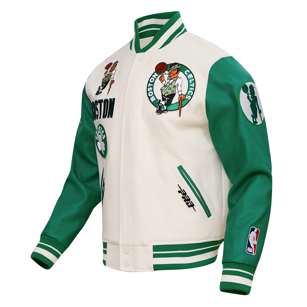 NBA BOSTON CELTICS RETRO CLASSIC MEN'S RIB WOOL VARSITY JACKET