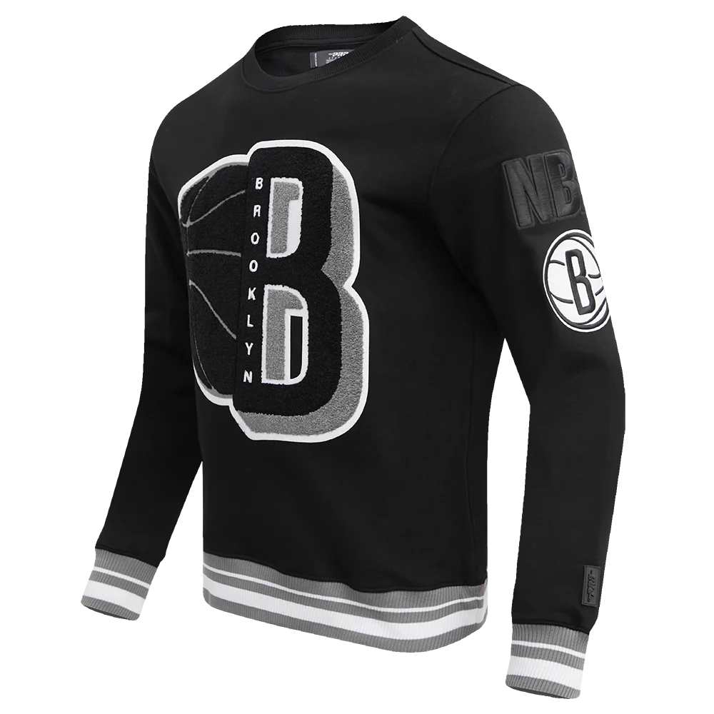 NBA BROOKLYN NETS MASHUP MEN'S RIB CREWNECK