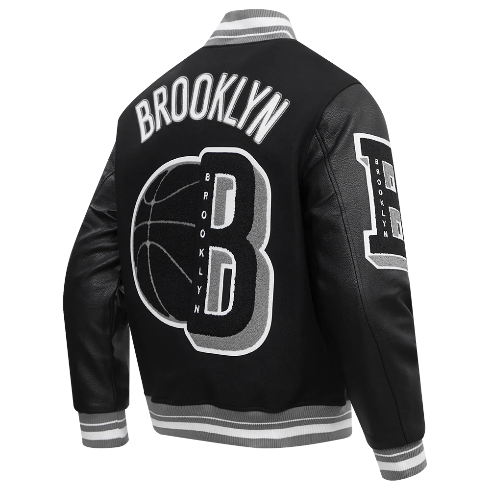 NBA BROOKLYN NETS MASHUP MEN'S RIB WOOL VARSITY JACKET