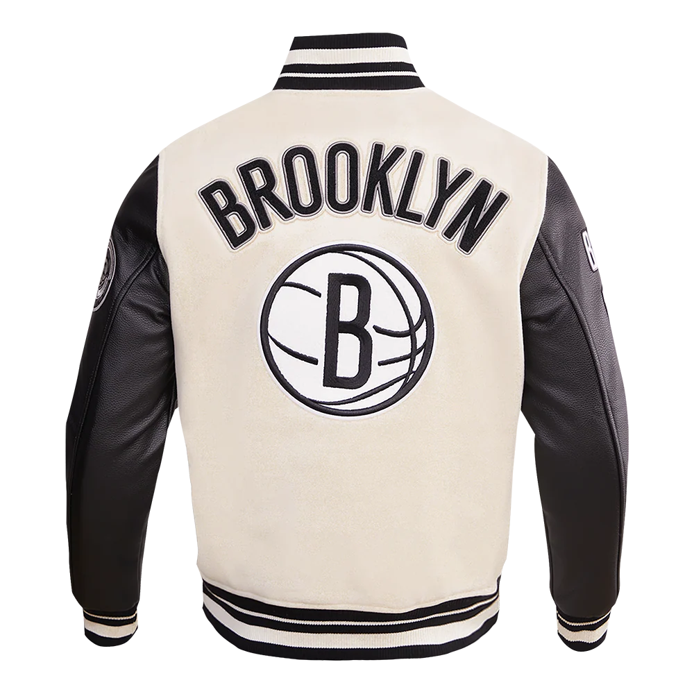 NBA BROOKLYN NETS RETRO CLASSIC MEN'S RIB WOOL VARSITY JACKET