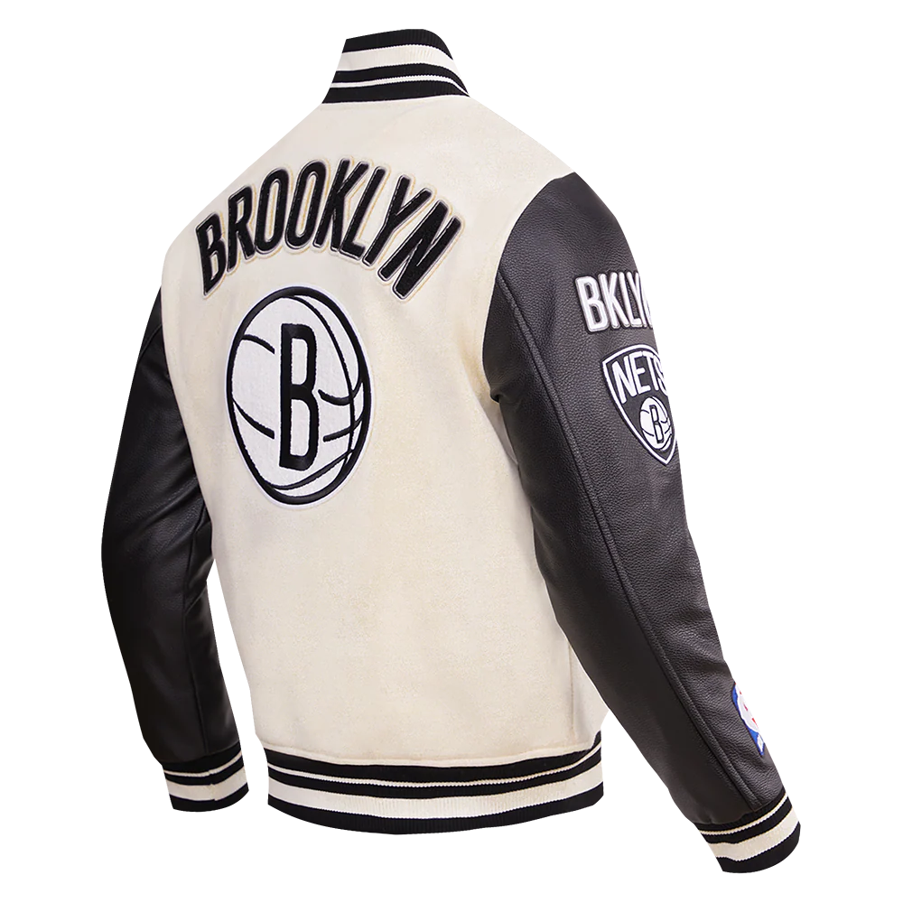 NBA BROOKLYN NETS RETRO CLASSIC MEN'S RIB WOOL VARSITY JACKET