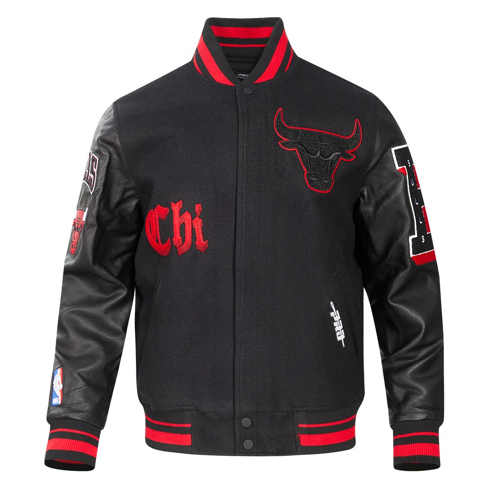 CHICAGO BULLS OLD ENGLISH RIB WOOL VARSITY JACKET