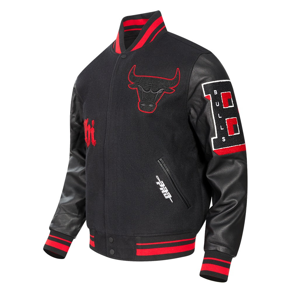 CHICAGO BULLS OLD ENGLISH RIB WOOL VARSITY JACKET