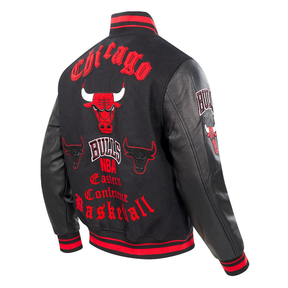 CHICAGO BULLS OLD ENGLISH RIB WOOL VARSITY JACKET