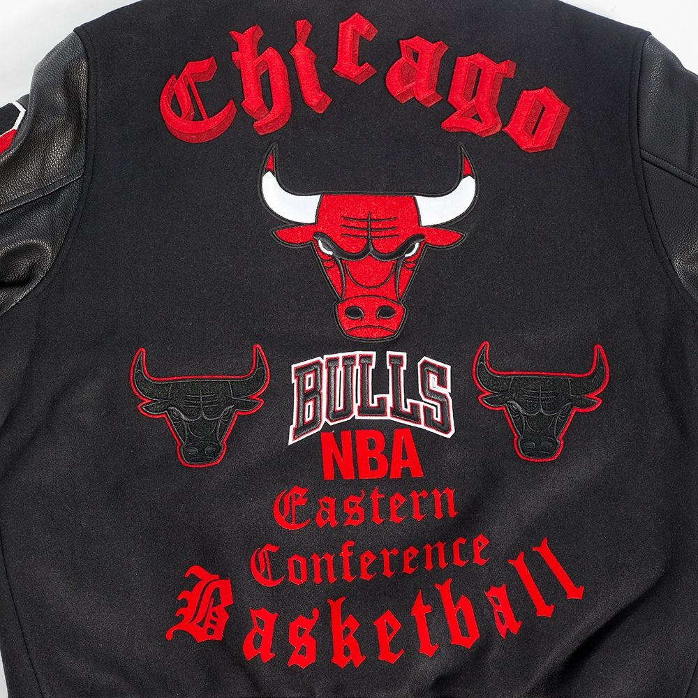 CHICAGO BULLS OLD ENGLISH RIB WOOL VARSITY JACKET