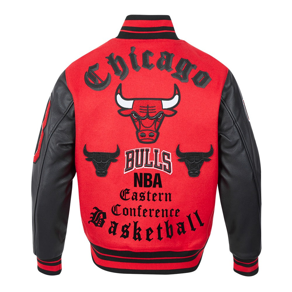 CHICAGO BULLS OLD ENGLISH RIB WOOL VARSITY JACKET