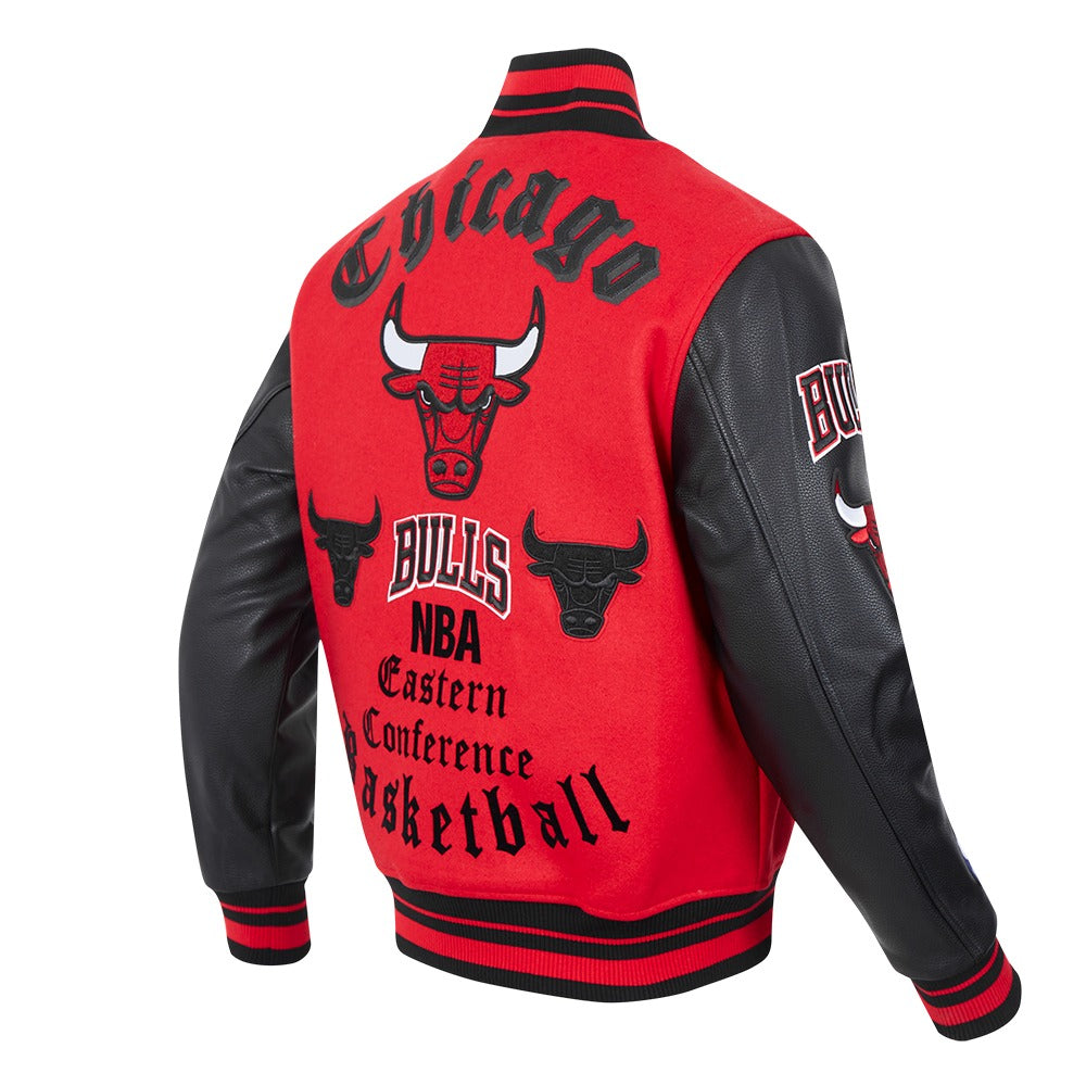 CHICAGO BULLS OLD ENGLISH RIB WOOL VARSITY JACKET