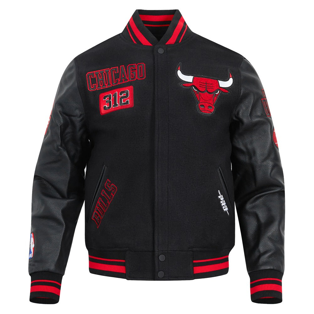 CHICAGO BULLS AREA CODE M RIB WOOL VARSITY JACKET