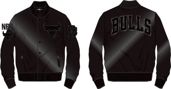 CHICAGO BULLS TRIPLE BLACK SATIN JACKET