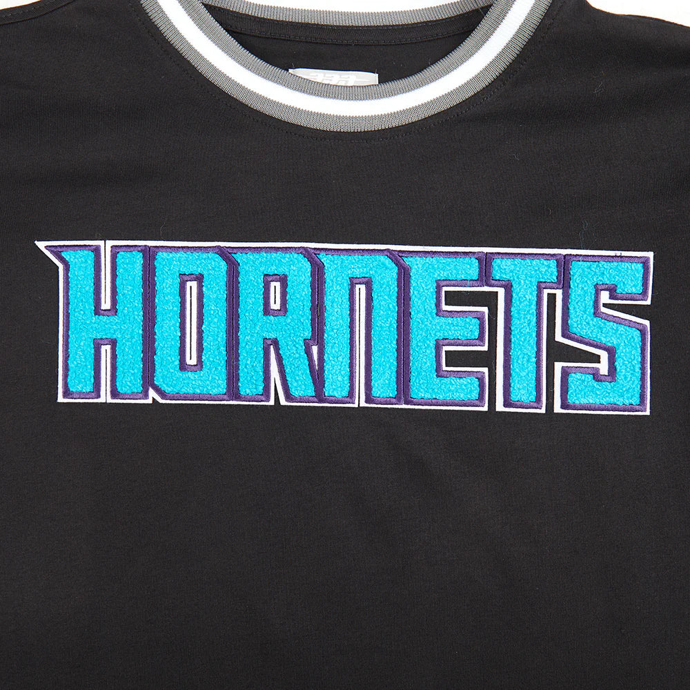 NBA CHARLOTTE HORNETS CLASSIC BIG BOYS SHORT SLEEVE STRIPED RIB TEE
