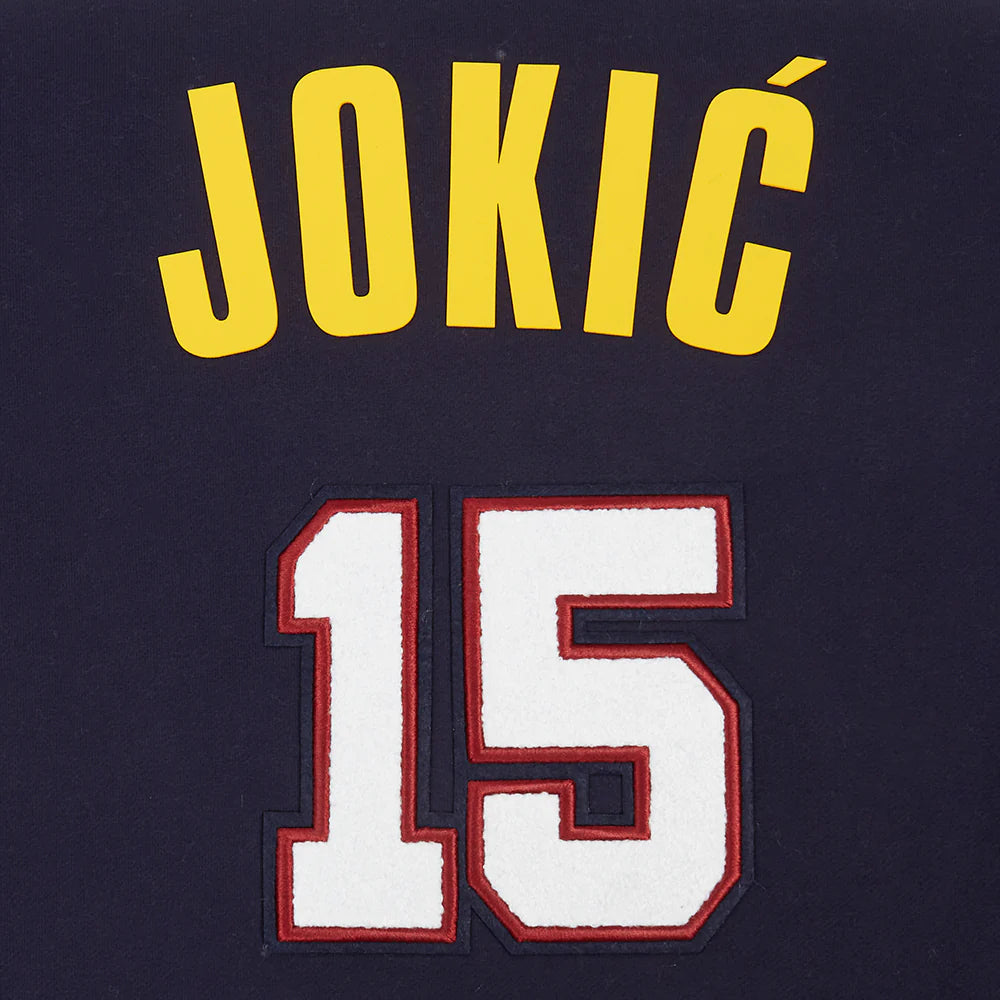 NBA DENVER NUGGETS NIKOLA JOKIC #15 CLASSIC MEN'S FLEECE COLORBLOCK PULLOVER HOODIE