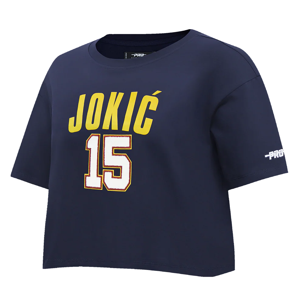 NBA DENVER NUGGETS NIKOLA JOKIC #15 CLASSIC PLAYER NAME AND NUMBER WOMEN'S SJ BOXY TEE
