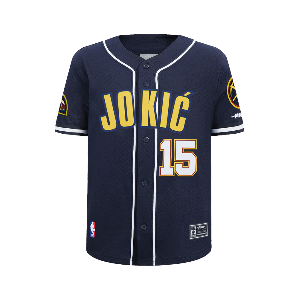 NBA DENVER NUGGETS NIKOLA JOKIC #15 CLASSIC PNN BIG BOY'S MESH BUTTON DOWN SHIRT