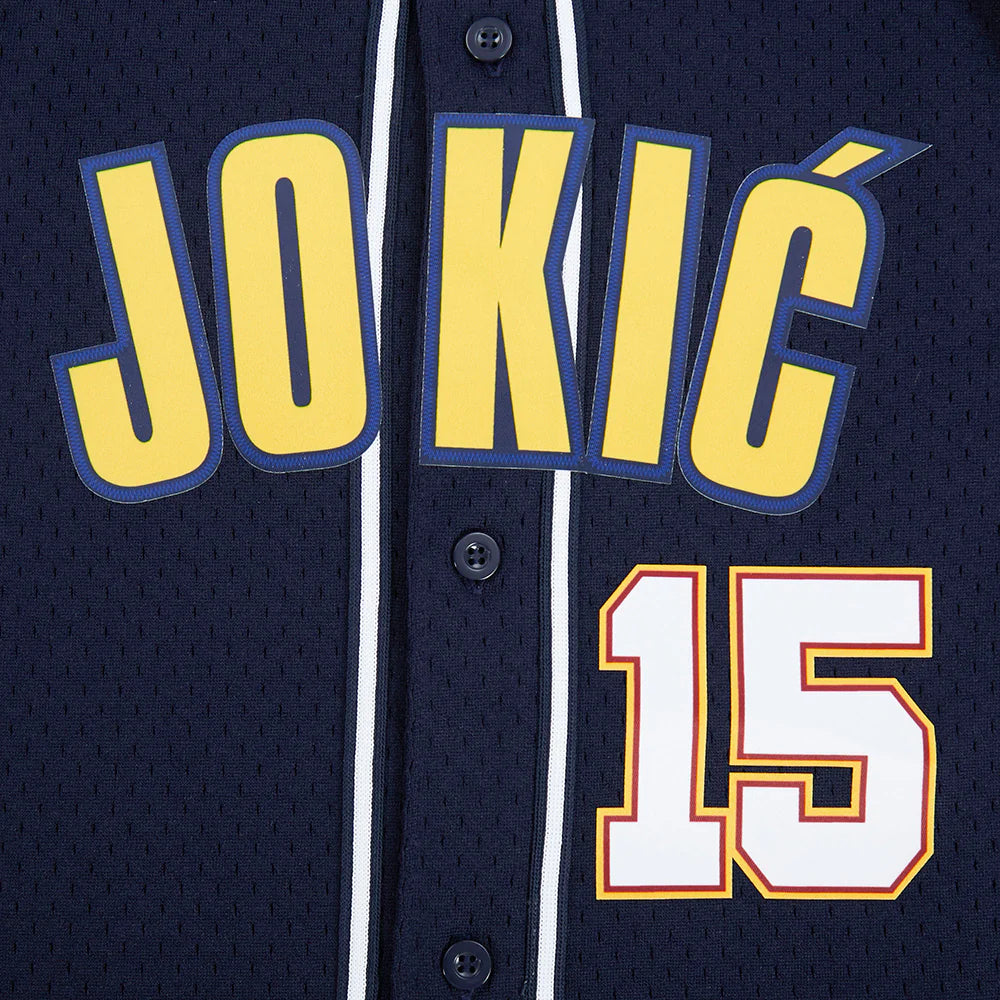 NBA DENVER NUGGETS NIKOLA JOKIC #15 CLASSIC PNN BIG BOY'S MESH BUTTON DOWN SHIRT