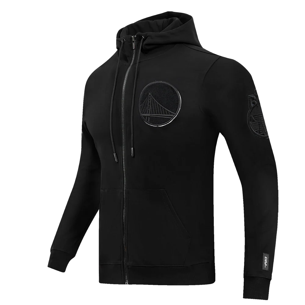 NBA GOLDEN STATE WARRIORS TRIPLE BLACK LOGO ZIPPER HOODIE