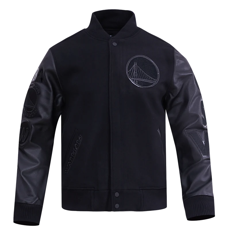 NBA GOLDEN STATE WARRIORS TRIPLE BLACK MEN'S VARSITY JACKET