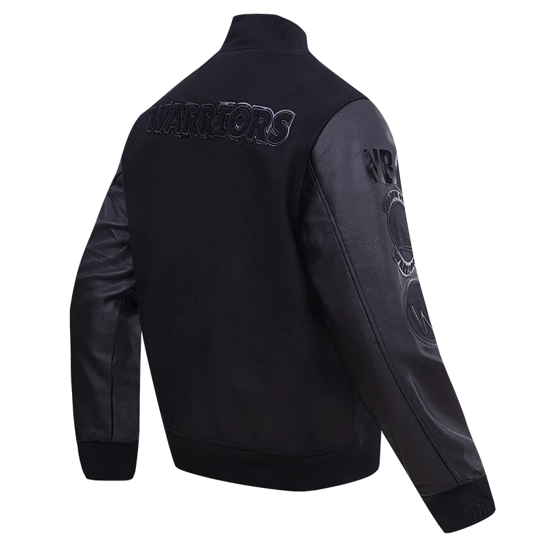 NBA GOLDEN STATE WARRIORS TRIPLE BLACK MEN'S VARSITY JACKET