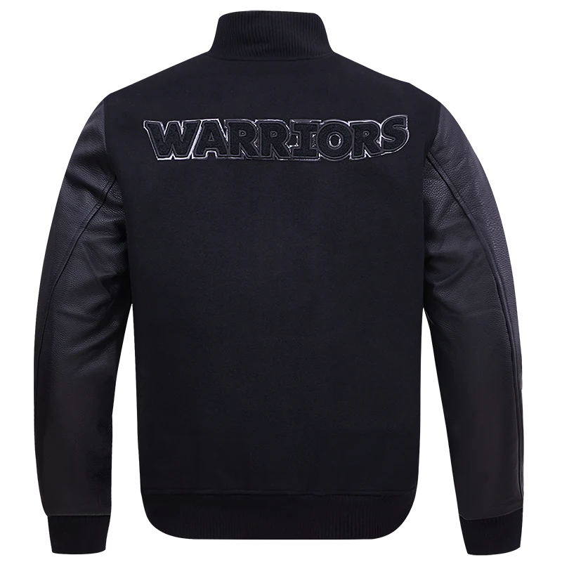 NBA GOLDEN STATE WARRIORS TRIPLE BLACK MEN'S VARSITY JACKET