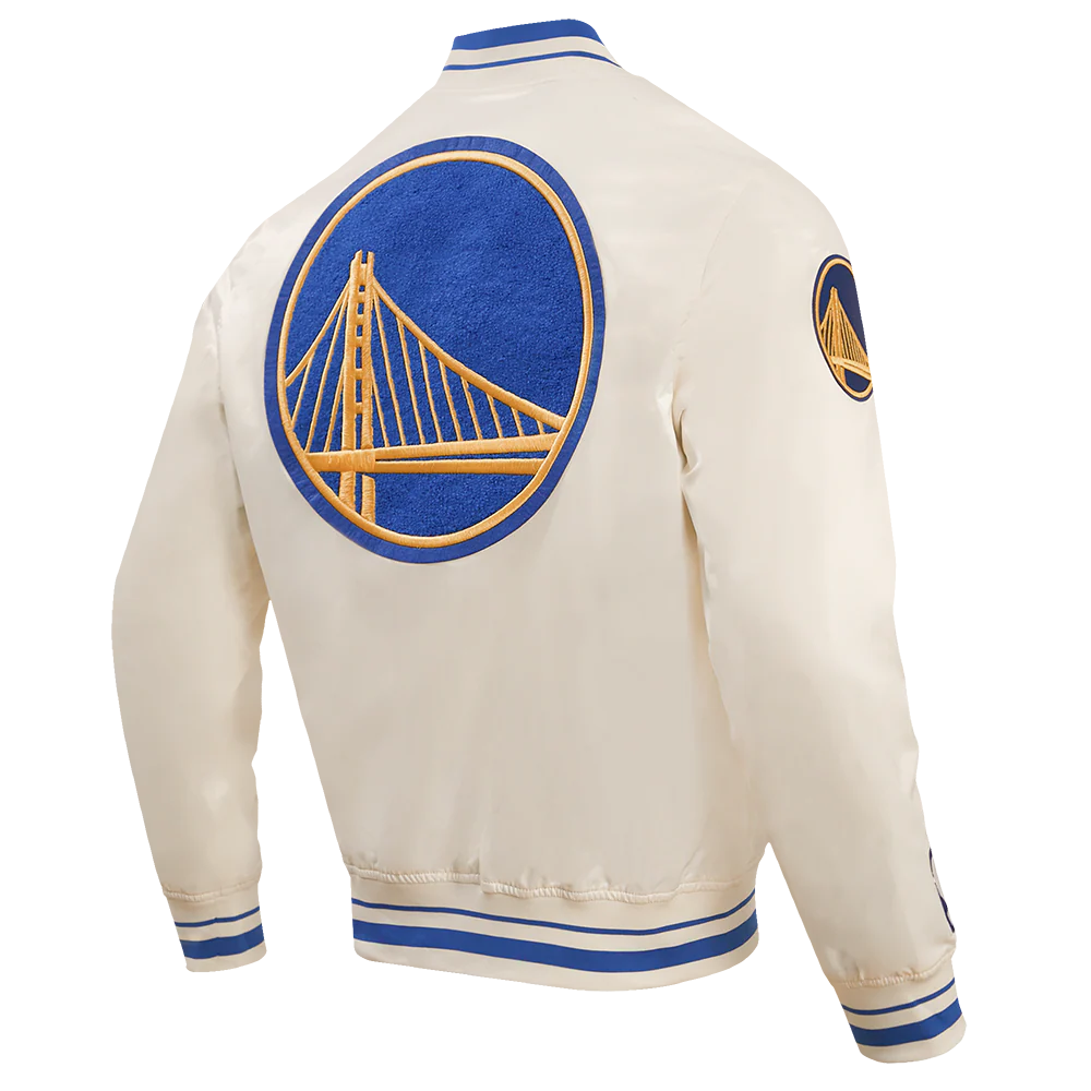 NBA GOLDEN STATE WARRIORS RETRO CLASSIC MEN'S RIB SATIN JACKET