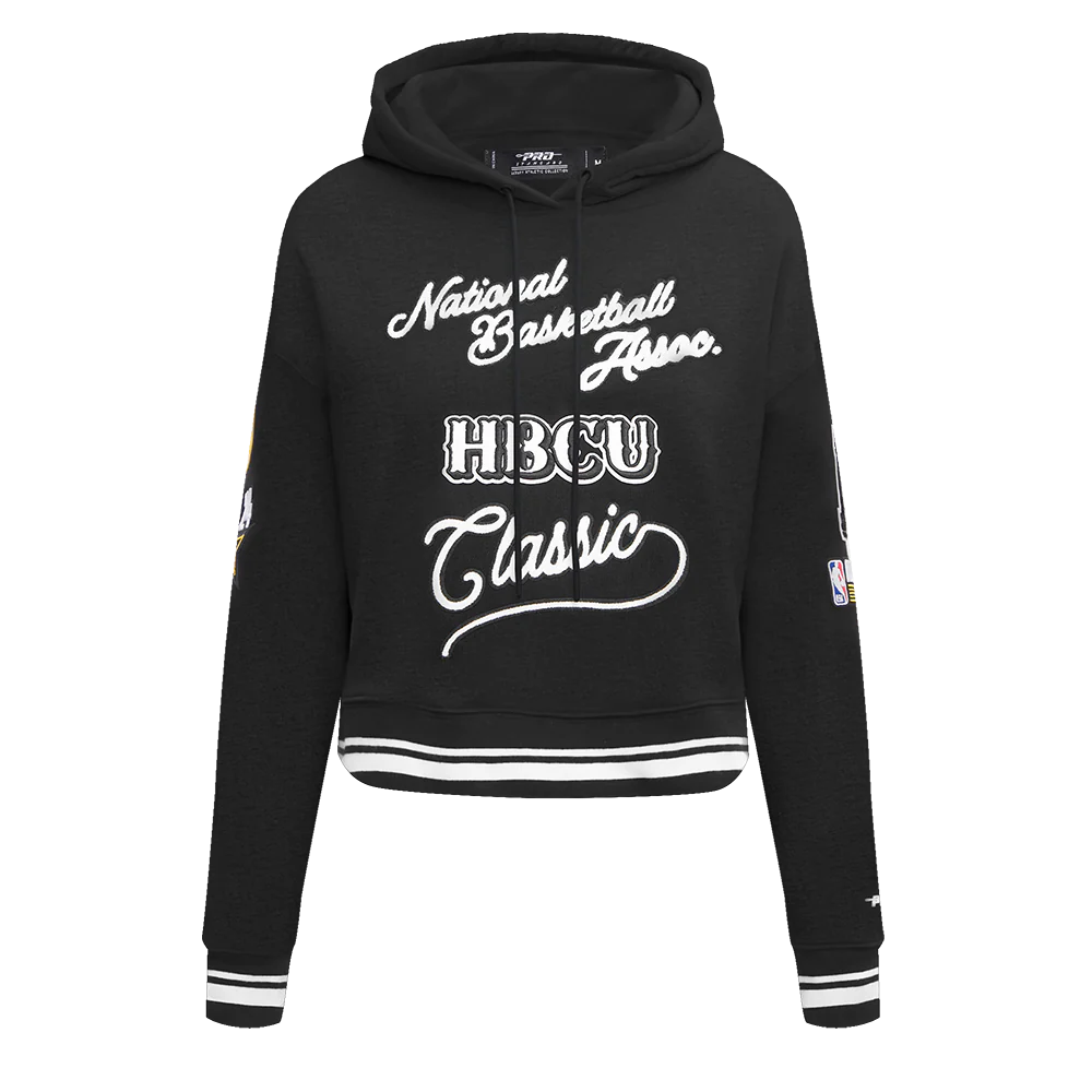 HBCU X NBA ALL STAR 2024 WOMEN'S RIB FLEECE CROPPED PULLOVER HOODIE
