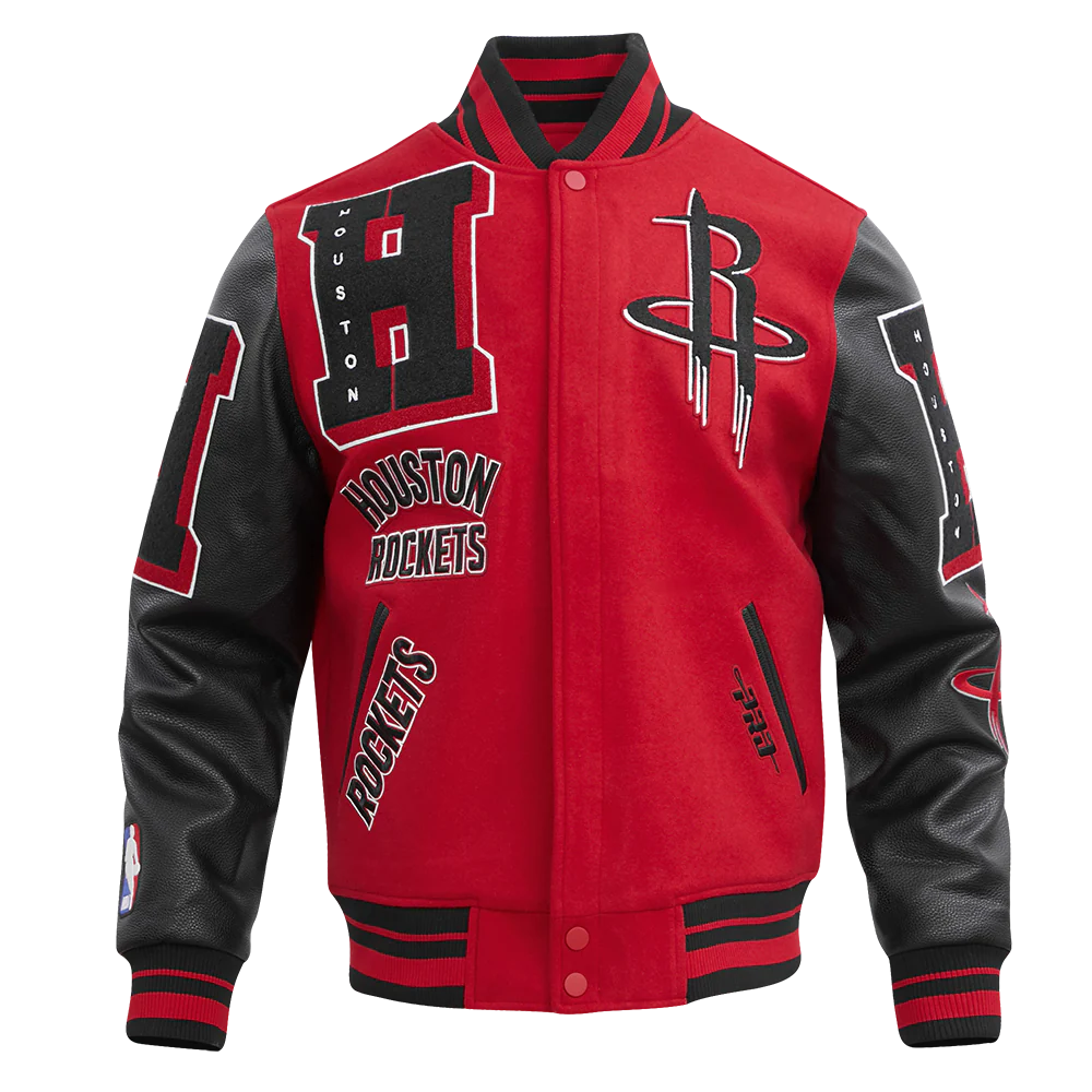NBA HOUSTON ROCKETS MASHUP MEN'S RIB WOOL VARSITY JACKET
