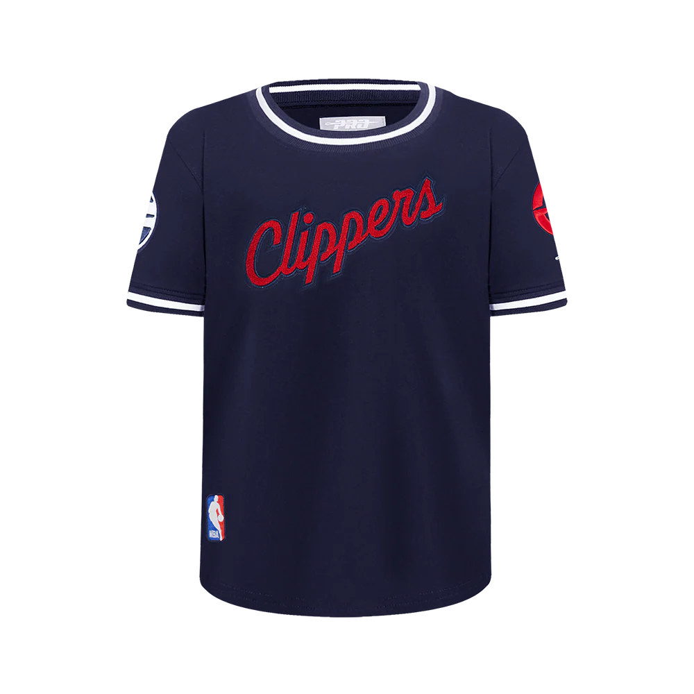 NBA LOS ANGELES CLIPPERS CLASSIC BIG BOYS SHORT SLEEVE STRIPED RIB TEE