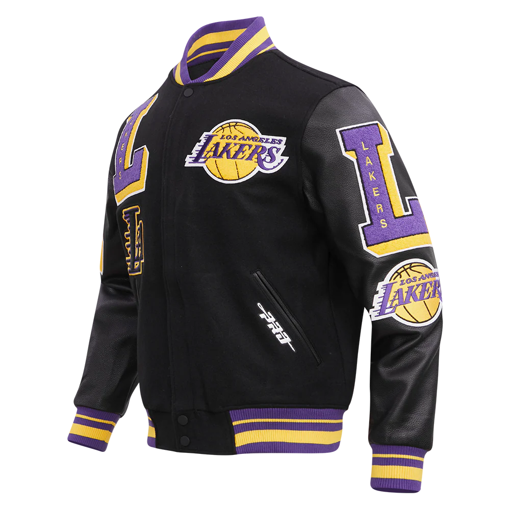 NBA LOS ANGELES LAKERS MASHUP MEN'S RIB WOOL VARSITY JACKET