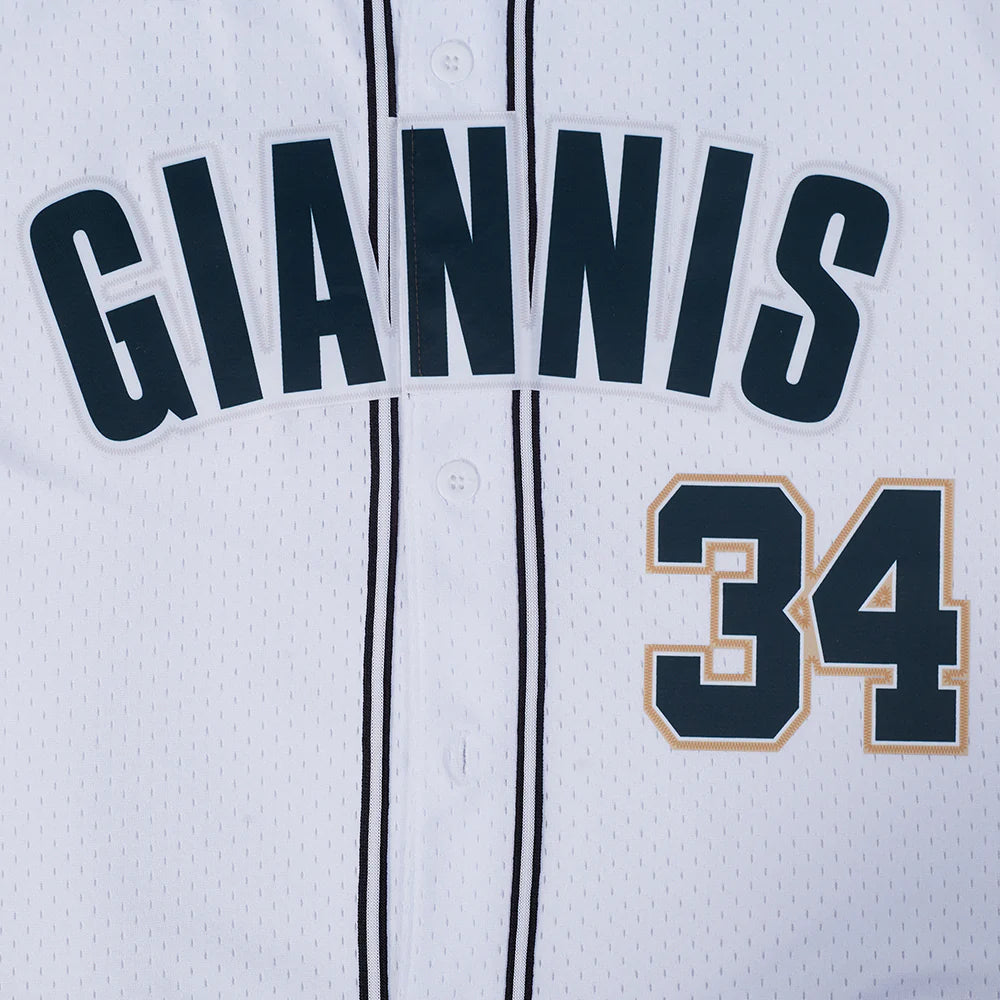 NBA MILWAUKEE BUCKS GIANNIS ANTETOKOUNMPO #34 CLASSIC MESH PNN MEN'S MESH BUTTON DOWN SHIRT